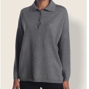 RDI Boyfriend Polo Spread Collar Front Patch Pocket Oversized Knit Sweater NWT
